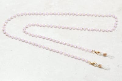 Brillenkoord lichtroze glaskralen - ketting voor zonnebril/bril met kraaltjes