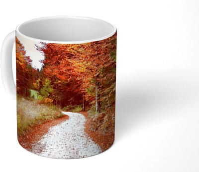 Mok - Koffiemok - Herfst - Herfstbladeren - Pad - Bos - Mokken - 350 ML - Beker - Koffiemokken - Theemok