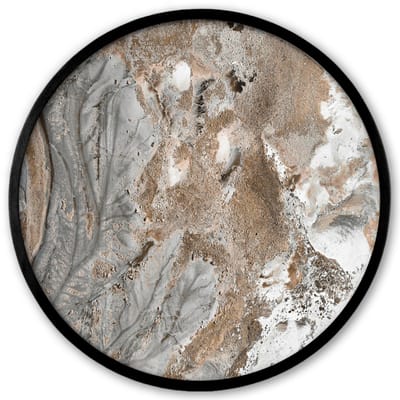 Poster in lijst Rond - Fotolijst 40x40 cm - Posters - Abstract - Marmer - Wit - Bruin - Marmerlook - Ronde posterlijst zwart - Decoratie - Wanddecoratie woonkamer - Muurdecoratie slaapkamer
