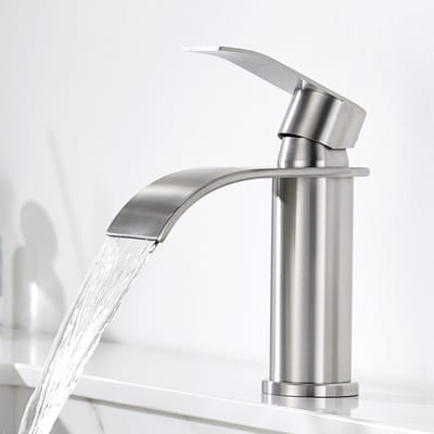 Cecipa Max Wastafelkraan - Gebürstete - Waterval Kraan - Breed Waterstraal - Waterbesparend - Montagegat Ø32-35 mm - Warm en Koud - Mengkraan