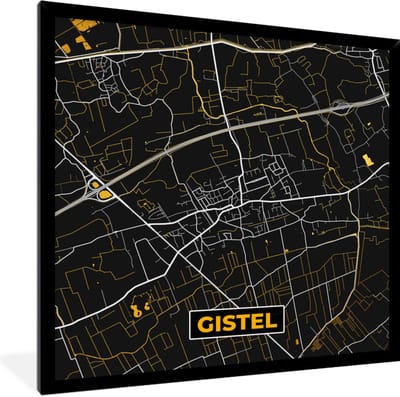 Fotolijst incl. Poster - Gistel - Goud - Kaart - Plattegrond - Stadskaart - 40x40 cm - Posterlijst