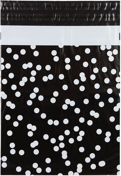 Verzendzakken voor Kleding - 100 stuks - 33.5x43cm - Zwart, Zwart-Wit, Print / Multi colour Verzendzakken Webshop - Verzendzakken plastic met plakstrip