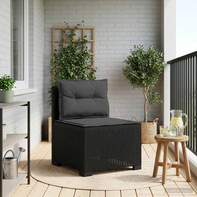 vidaXL - Eén-zits - Tuin - Sofa - met - Kussens - Rieten - Look - PP - Antraciet