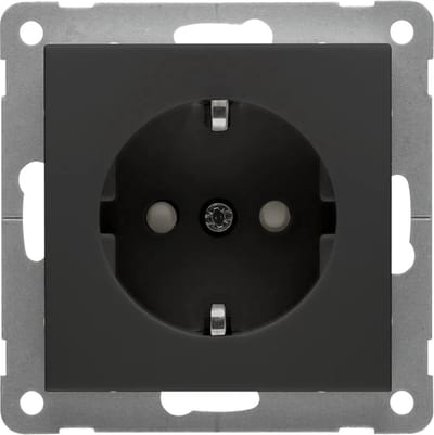 PEHA BADORA 1V wandcontactdoos met randaarde kinderveilig Mat zwart D 11.6511.193 SI