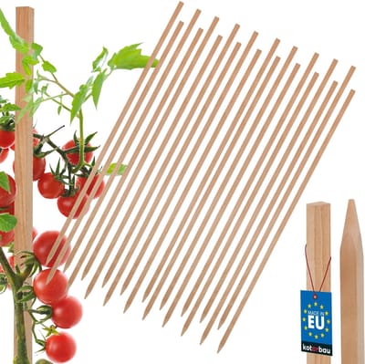 KOTARBAU® 20 st Tomatenstokken, Plantenstok, Beukenhout, 100 cm, Natuurlijk, Plantenstokken, Plantensteun, Houten Paaltjes, Houten Stokken, Tuinbenodigdheden