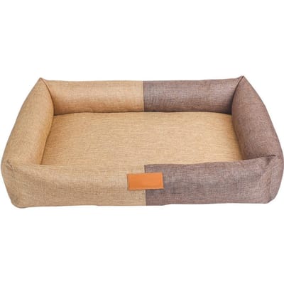 Splicing Spons Huisdiermat Linnen Stof Hondenbed met Rits Afneembaar en Wasbaar Hondenbed Comfortabele, Ademende en Koele Hondenmat M 50*40*14cm