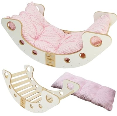 Klimboog voor baby's en peuters met kussen – Houten speeltoestel voor indoor klimmen