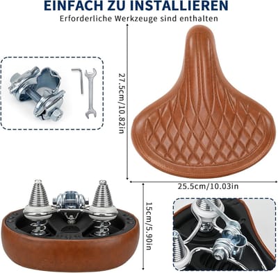 Ergonomisch en zacht fietszadel voor dames en heren, breed ontwerp voor stadsfietsen, mountainbikes en hometrainers, ideaal voor lange ritten en optimaal comfort