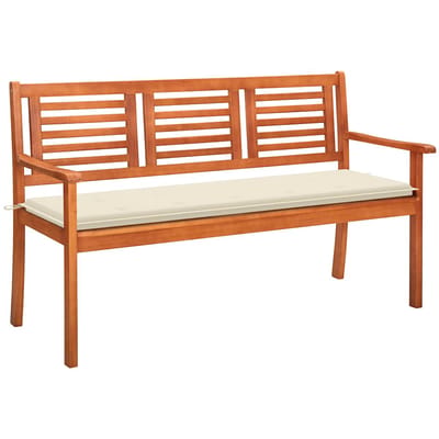 vidaXL - Tuinbank - 3-zits - met - kussen - 150 - cm - massief - eucalyptushout