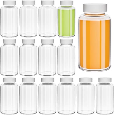 Set van 15 Lege Glazen Flesjes van 120ml met Witte Deksel - Perfect voor Dranken, Reizen en Opslag