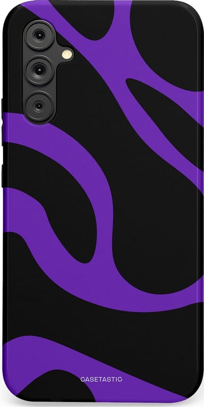 Casetastic Hoesje Geschikt voor Samsung A34 (5G) - Stijlvolle Beschermende Duo-layer Case - Golven van Paars en Zwart