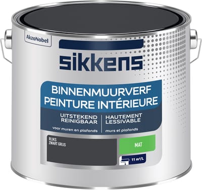 Sikkens - Binnenmuurverf Mat Rijks - Rijks Zwart Grijs - 2,5 L