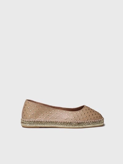 Dames leren espadrille in ballerina-stijl met metallic stippen | SHEILA