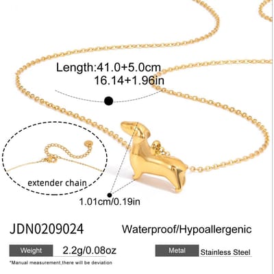 Youthway Jolie Chaîne avec Pendentif Chien pour Femmes Minimaliste Acier Inoxydable Plaqué Or Chaîne Bijoux de Mode Cadeau pour Filles beige