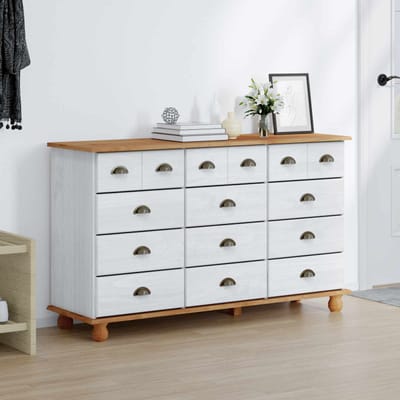 vidaXL - Ladeblok - ASKIM - Wit - 79 - x - 40 - x - 133,5 - cm - Massief - grenenhout
