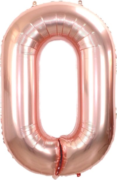 Folie Ballon Cijfer 0 Jaar Rosé Goud 70Cm Verjaardag Folieballon Met Rietje