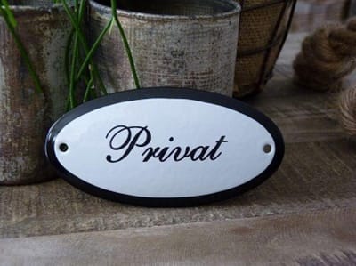 Emaille deurbordje ovaal 'Privat'