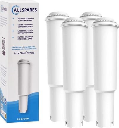 AllSpares waterfilter (4x) geschikt voor JURA IMPRESSA koffiemachines vervangingsfilter voor JURA White 60209