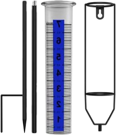 Regenmeter voor Tuin - Neerslagmeter Buiten - Nauwkeurig Meten - Weerbestendig PVC - 27 x 7.5 x 7 cm - Transparant