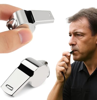 2x Scheidsrechtersfluit I Outdoor Fluit I Sport Fluit I Scheidsrechterfluit I Fluitje I Met Ring I Metaal I Zilver