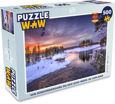 Puzzel Een zonsondergang bij een ijzig meer in Lapland - Legpuzzel - Puzzel 500 stukjes