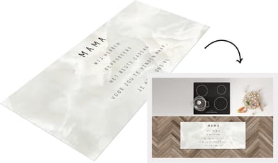 Keukenloper - Loper keuken - Spreuken - Quotes Mama Je Hebt Ons Al - Moederdag cadeautje - Marmer - 120x50 cm - Keukenloper vinyl