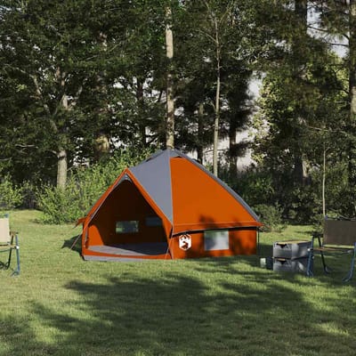 vidaXL - Teepee - Tent - voor - 4 - Personen - 4-persoons - Grijs - en - Oranje