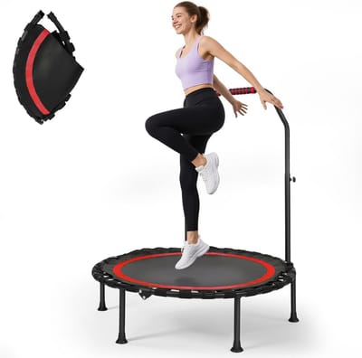 Opvouwbare Fitness Trampoline 101 cm met Verstelbare Handgreep voor Thuis