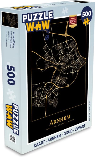 Puzzel Kaart - Arnhem - Goud - Zwart - Legpuzzel - Puzzel 500 stukjes