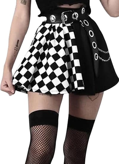 Zwarte Kanten Punk Mini Rok voor Vrouwen - Steampunk Cosplay, Party Outfit en Clubkleding met Hoge Taille en A-lijn Design