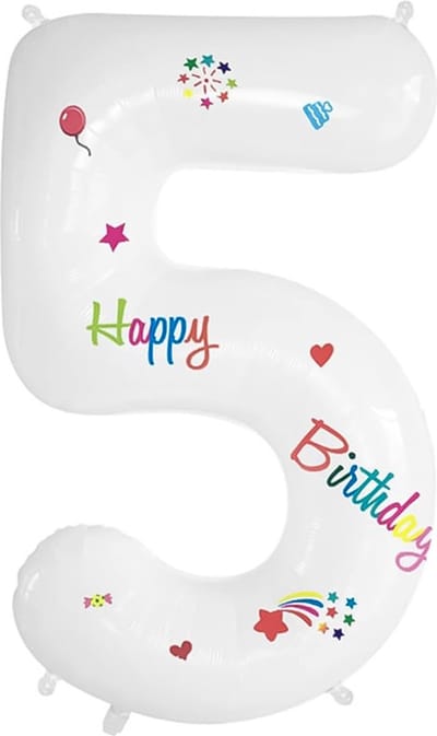 Cijfer Ballonnen Ballon Cijfer 5 Verjaardag Happy Birthday Versiering Helium Ballonnen Cijferballon Folieballon Wit