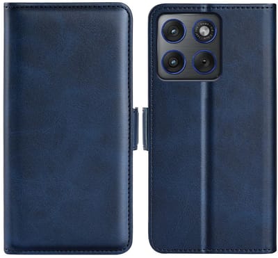 MobyDefend Hoesje - Geschikt voor Motorola Edge 70 - Luxe Wallet Book Case (Sluiting Zijkant) - Blauw