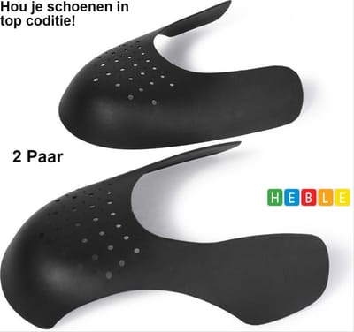 *** 2 Paar Anti-Kreuk & Anti-Crease Sneaker Shield - Maat 35 t/m 39 - Zwart - van Heble® ***