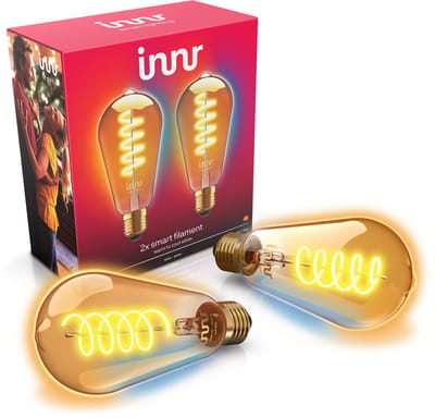 Innr E27 filament lamp - geschikt voor Philips Hue - Zigbee - LED smart bulb - warmwit tot koelwit licht - Edison - slimme verlichting - 620 lumen - dimbaar - 2 pack