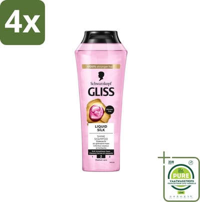 Gliss - Shampoo - Liquid Silk - Voor Glanzend en Zijdezacht Haar - 250 ml - Voordeelverpakking - 4 stuks - Glans Shampoo - Zijdezacht haar