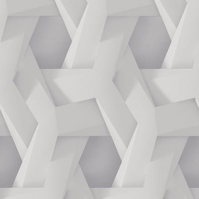 3D behang Profhome 387211-GU vliesbehang hardvinyl warmdruk in reliëf glad met geometrische vormen mat grijs wit 5,33 m2