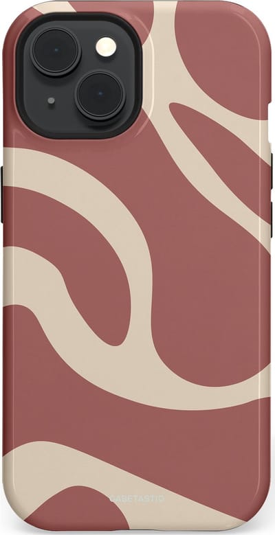 Casetastic Hoesje Geschikt voor Apple iPhone 15 Magsafe - Stijlvolle Beschermende Duo-layer Case - Terracotta Mediterranee Golven