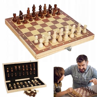 Opvouwbaar Houten Schaakspel – 40 cm, Magnetische Stukken – Luxe Reis-Schaakset voor Volwassenen & Kinderen – Lichtgewicht & Draagbaar – Educatief Bordspel voor Thuis, Vakantie of Cadeau