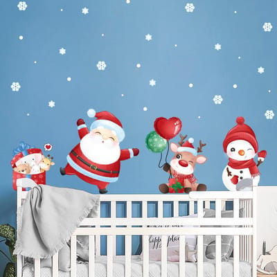 Kerststicker: Kerstman en verrassingscadeaus - Kerststickers - feestdecoratie - 120x180cm