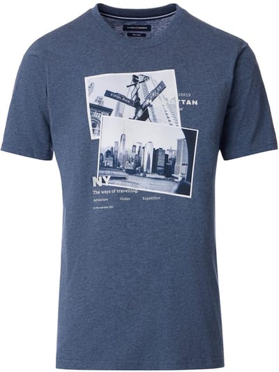 Casa Moda New York T-shirt Met Print 954383900-126 Blauw - XL