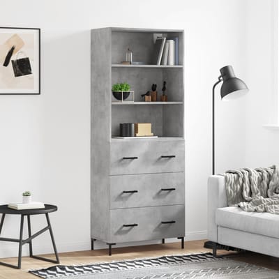 vidaXL - Hoge - kast - 69,5x34x180 - cm - bewerkt - hout - betongrijs