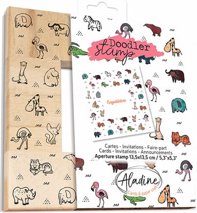 Aladine Aladine Houten Doodler Stempel 13,5x13,5 cm Dieren