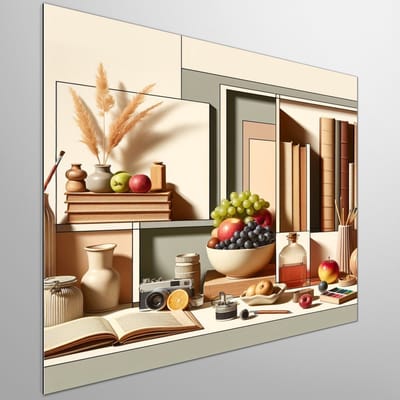 Modern stilleven schilderij | Hedendaags stilleven: Een moderne twist op klassieke kunst | Kunst - 60x60 centimeter op Dibond | Foto op Dibond