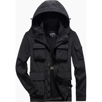 Herenjas Heren Verdikt en Vergroot Herenkleding Sneldrogende Losse Jas Heren Buitensport Waterdichte Jas 7XL black