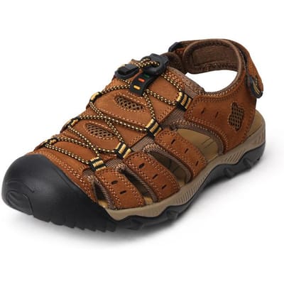 Heren Leren Sandalen Zomer Heren Outdoor Gesloten Teen Waterschoenen Veelzijdig Comfortabel Antislip Ademend Wandelsneakers 38 brown