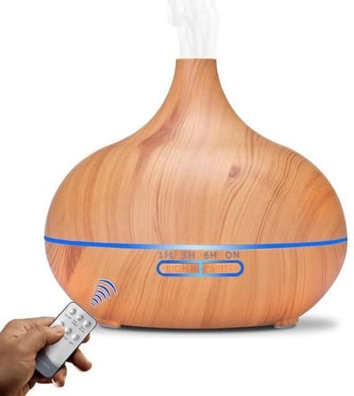 Aroma Diffuser houtkleur 550ML met Afstandsbediening - Luchtbevochtiger – Verdamper – Aromatherapie - Geurverspreider