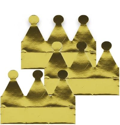 Gouden kroontjes van karton - 12x stuks - glimmend - kronen - verjaardag hoedjes