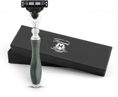 Haryali London 3 Edge Shaving Razor for Men and Women - Ergonomic Body & Face Razor - Elegant Men’s Razor for Shaving - Reusable Razor - Grey