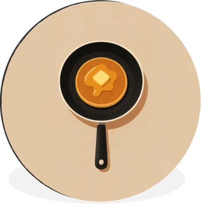 WallCircle - Wandcirkel - Muurcirkel - Pannenkoek - Koekenpan - Boter - Minimalistisch - Aluminium - Dibond - 30x30 cm - Binnen en Buiten