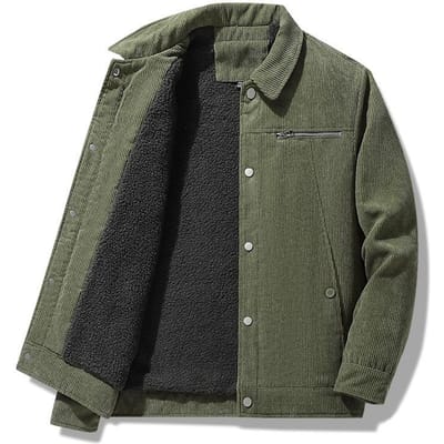 Nieuwe Corduroy Katoenen Jas Heren Winter Lamsfluwelen Jas Revers Top Plus Fluweel Verdikt Grote Maat Jas Katoen Gewatteerde Jas 5XL black